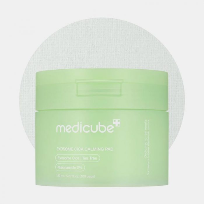 medicube Toner Pads Exosome CICA Tea Tree Calming Toner Pad for Sensitive Skin _ Centella Asiatica for Redness, Breakouts _ Low-irritating & Hydrating Care _ Korean Skincare, 100 Pads (1 Pack)